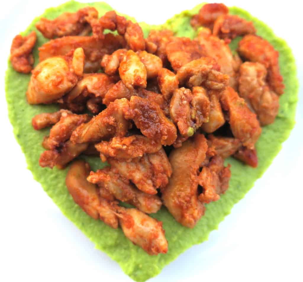 asian chicken with cauliflower & broccoli purée