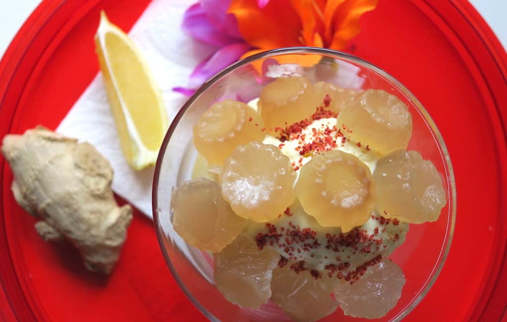 sugar free vanilla ice cream with tea jelly