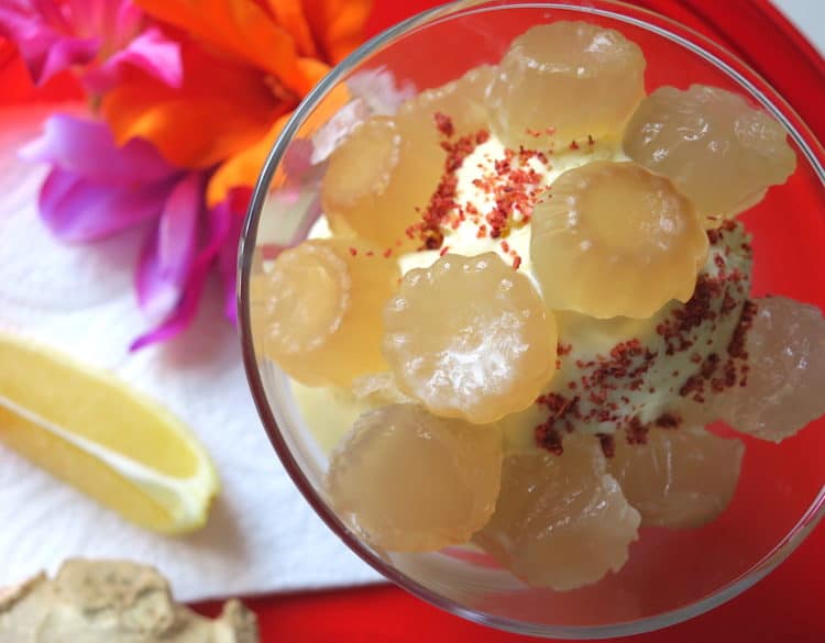 sugar free vanilla ice cream with tea jelly