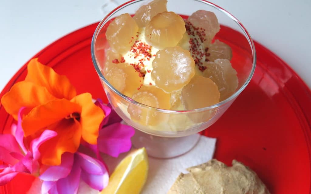 sugar free vanilla ice cream with tea jelly