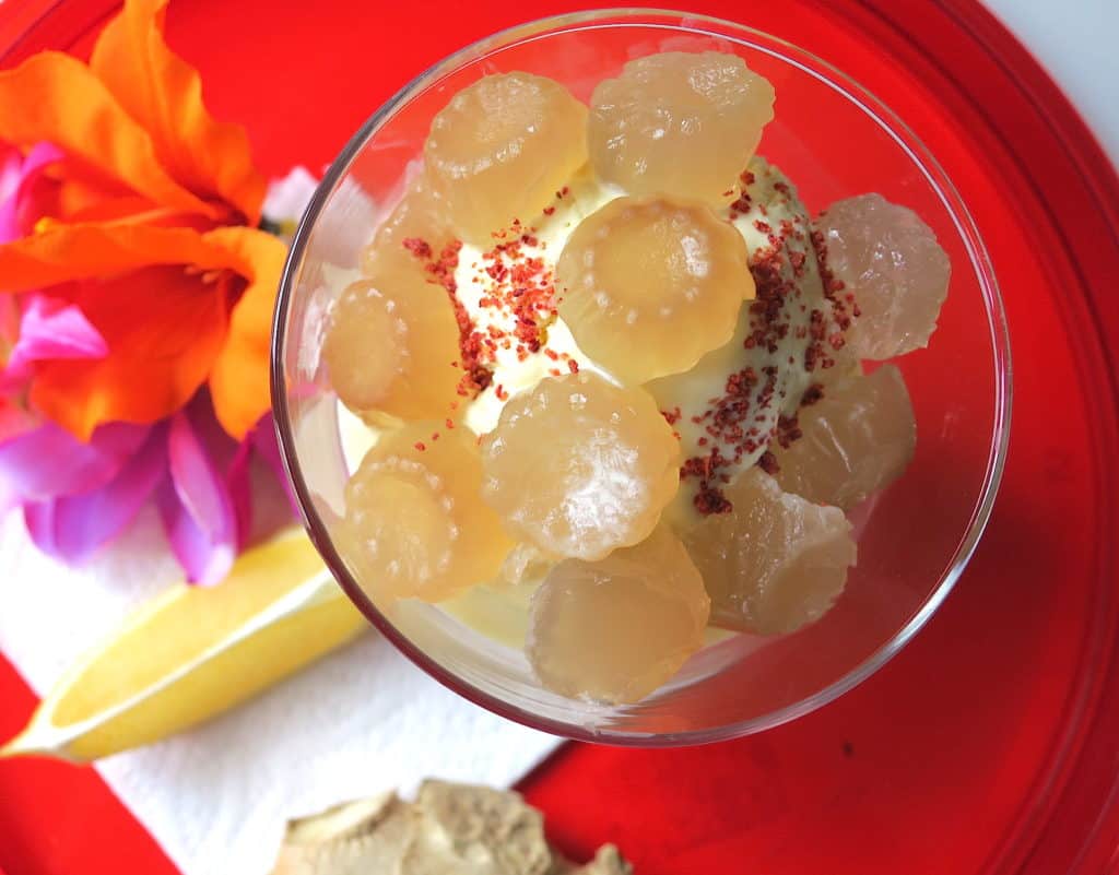 sugar free vanilla ice cream with tea jelly