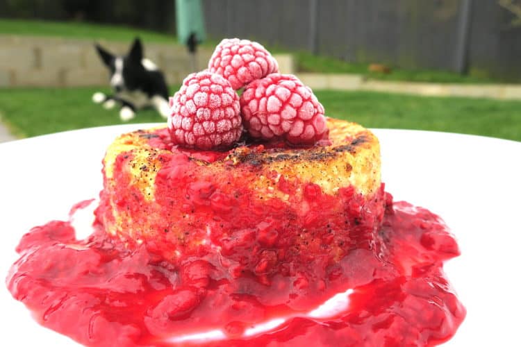 keto camembert with sugar free raspberry & gin compote