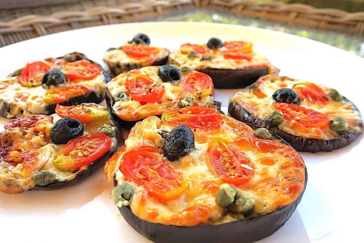 Easy Low Carb Roasted Eggplant Mini Pizzas