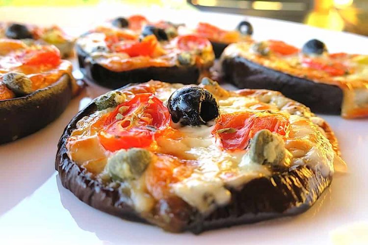 Easy Low Carb Roasted Eggplant Mini Pizzas