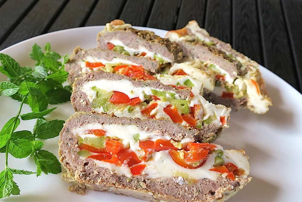 keto low carb stuffed meat plumcake loaf