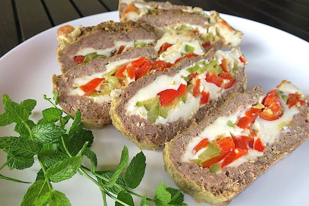 keto low carb stuffed meat plumcake loaf