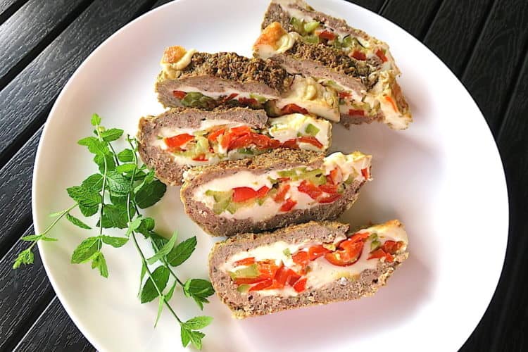 keto low carb stuffed meat plumcake loaf