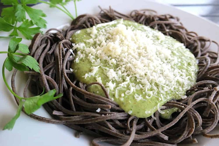 Low Carb Keto Spaghetti with Pesto Sauce