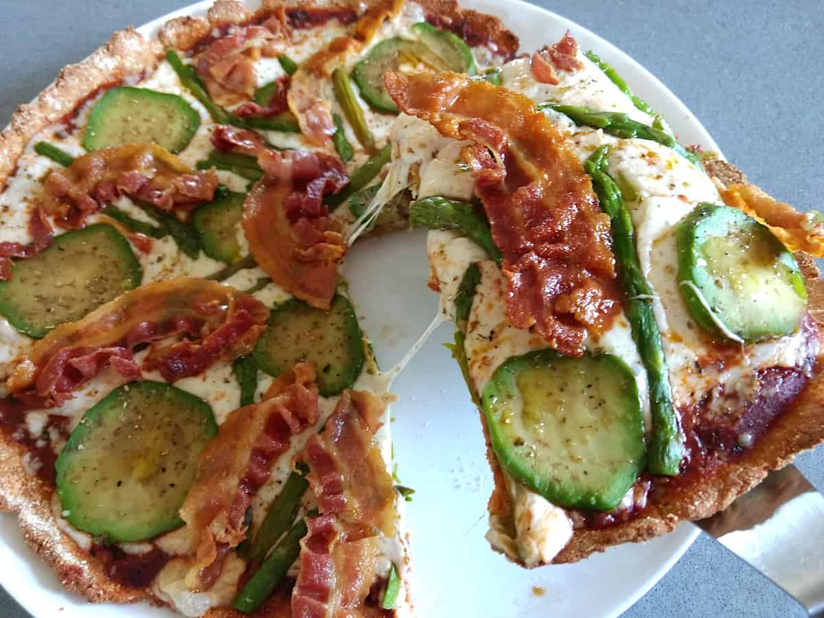 Bacon Avocado & Asparagus Keto High Fibre Pizza