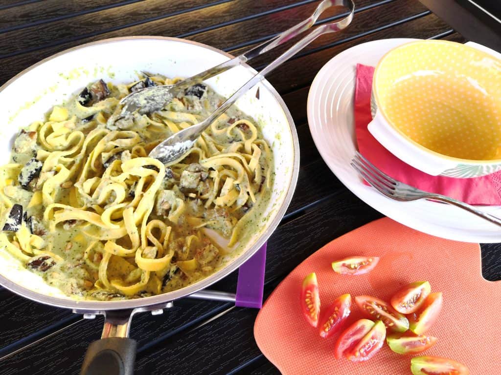 Keto Low Carb Aubergine & Burrata Fettuccine