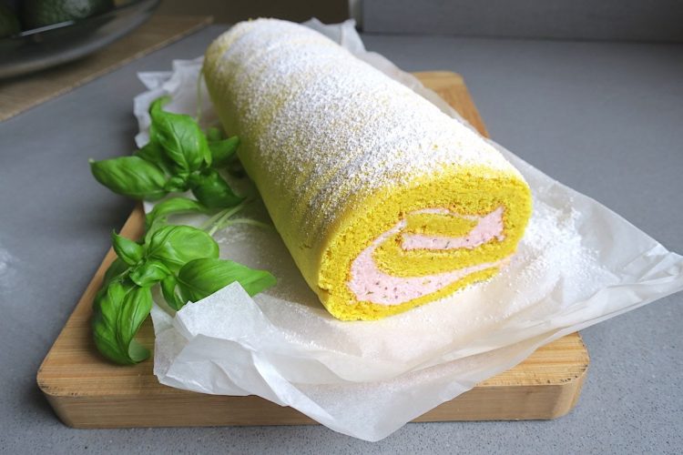 Keto Strawberry Mousse Swiss Roll
