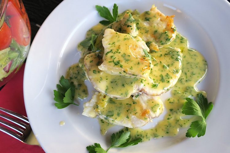 Monkfish Tail Steaks with Parsley Beurre Blanc