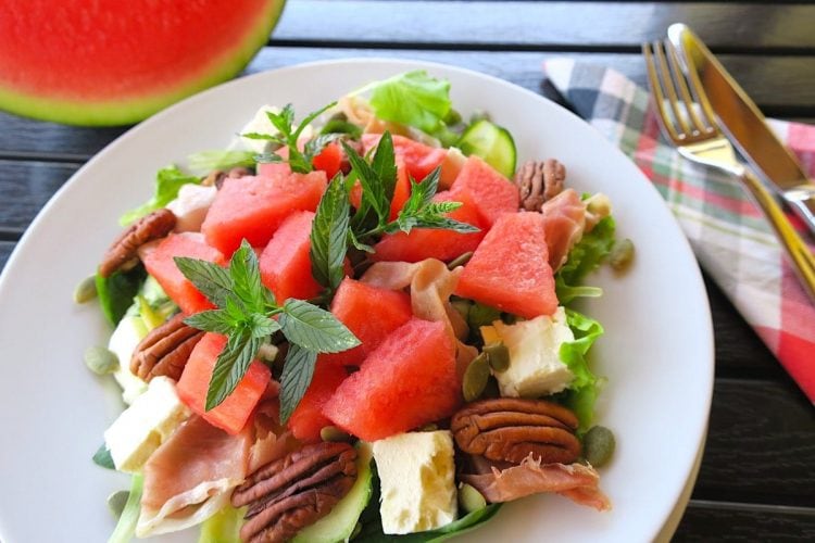 Keto Watermelon, Prosciutto & Feta Salad