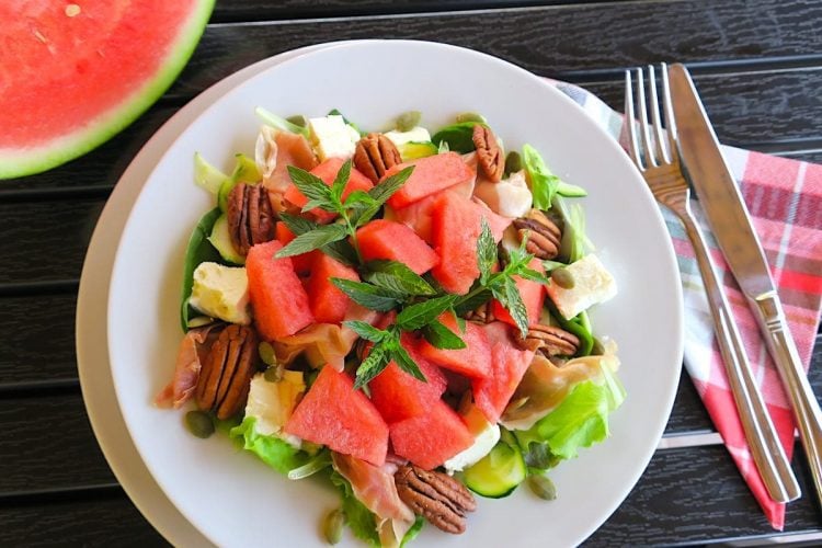 Keto Watermelon, Prosciutto & Feta Salad