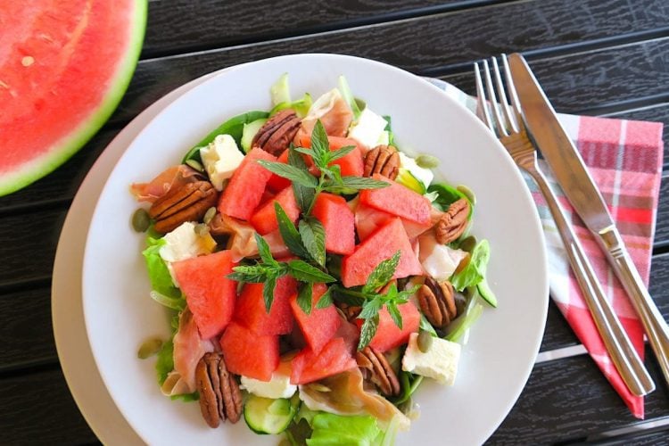 Keto Watermelon, Prosciutto & Feta Salad