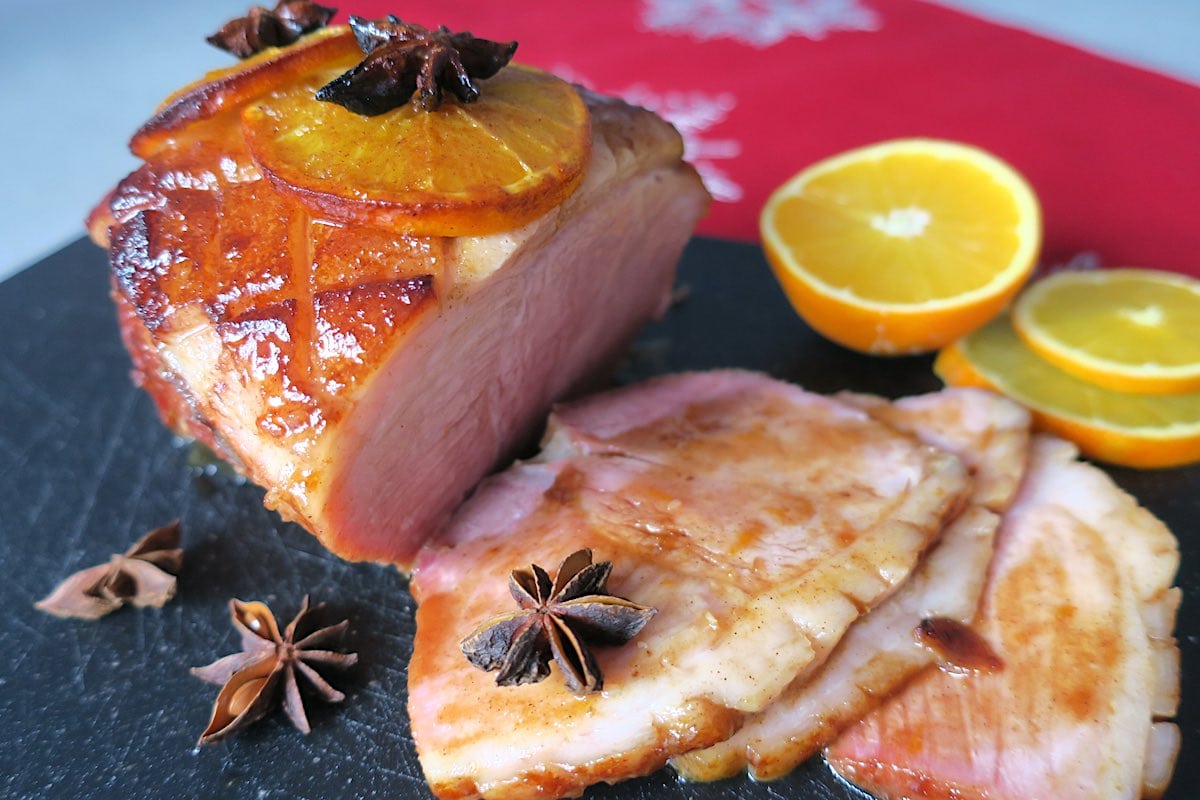 Roasted Gammon with Low Carb Sticky Orange Glaze
