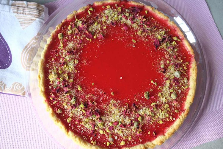 Low Carb Cardamom & Rose Water Panna Cotta Tart