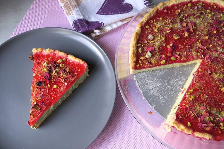 Low Carb Cardamom & Rose Water Panna Cotta Tart