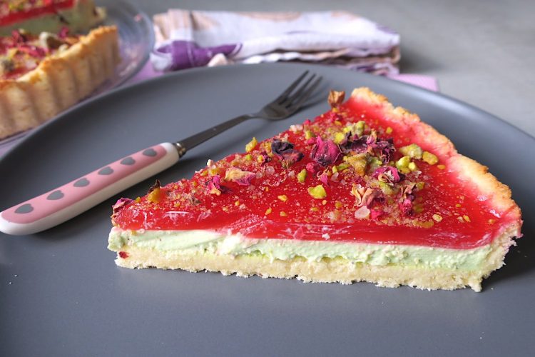 Low Carb Cardamom & Rose Water Panna Cotta Tart
