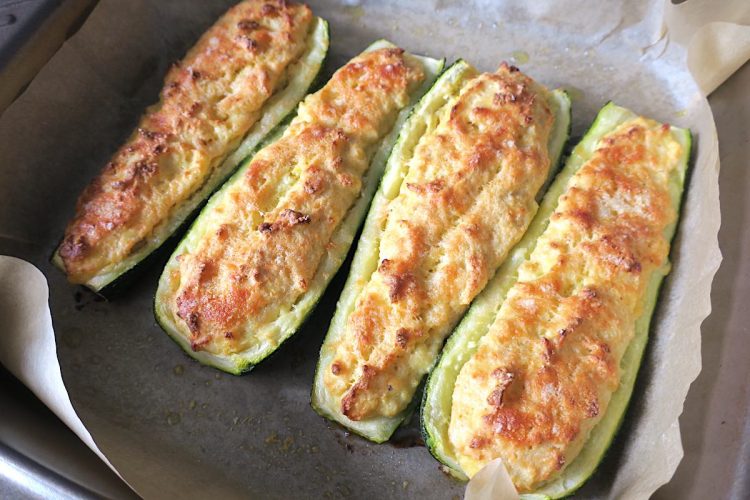 Low Carb Ricotta Stuffed Zucchini Boats