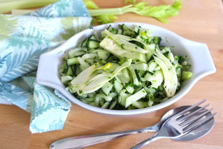 low carb fennel celery cucumber salad