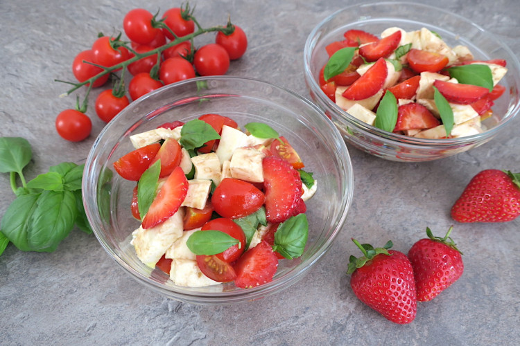 Strawberry, Tomato, Mozzarella and Basil Salad