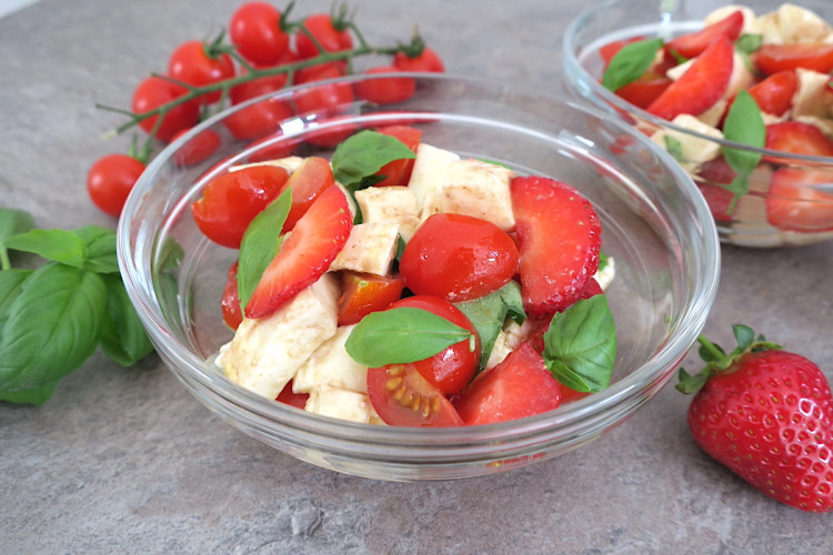 Strawberry, Tomato, Mozzarella and Basil Salad