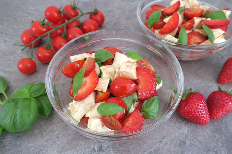 Strawberry, Tomato, Mozzarella and Basil Salad